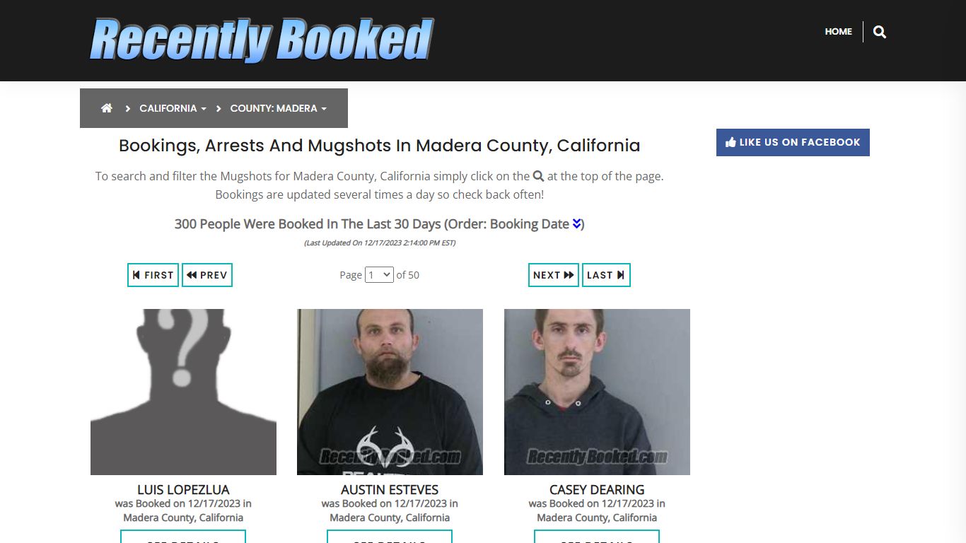 Bookings, Arrests and Mugshots in Madera County, California